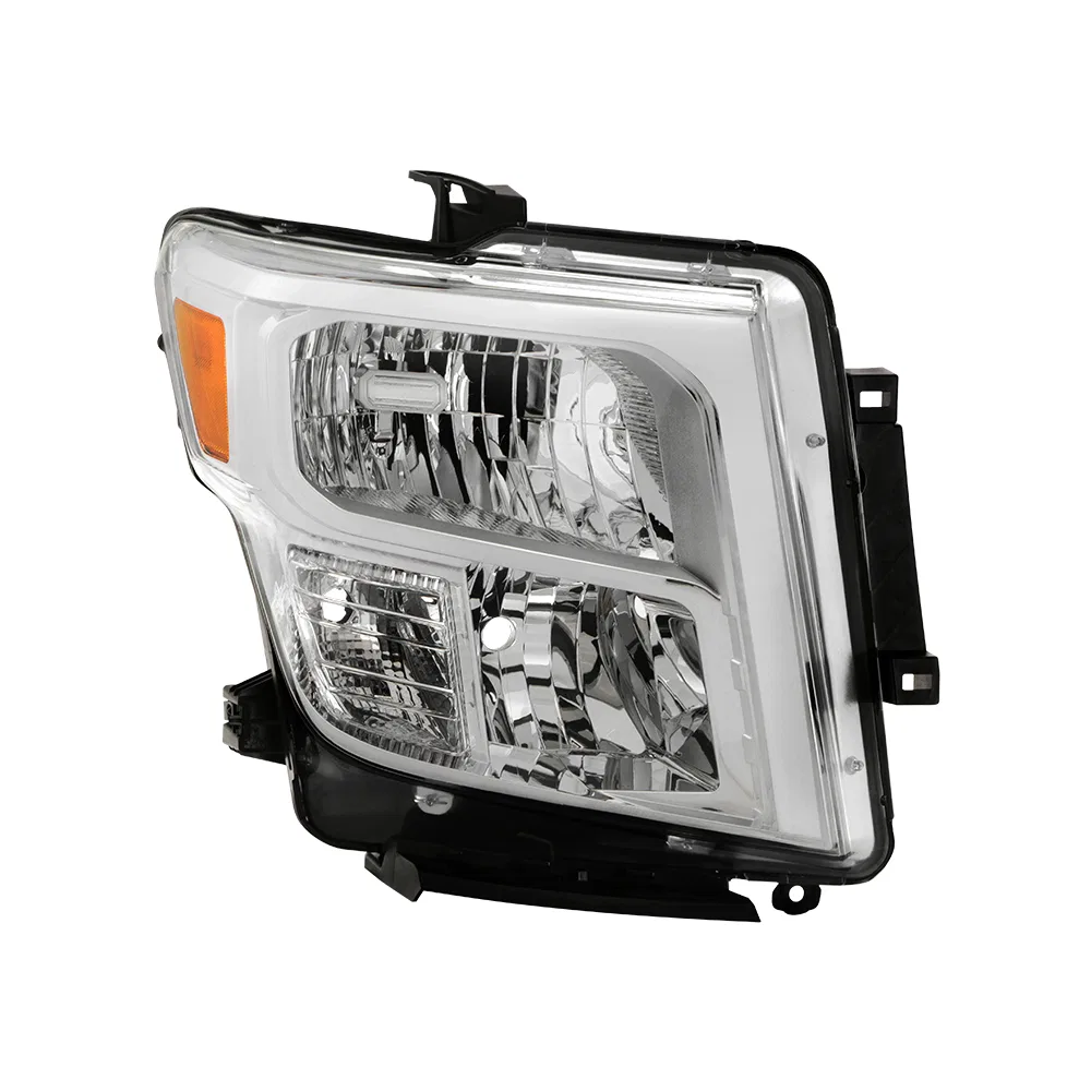 9050640 – SPYDER Headlight Assembly, Halogen Bulb White Daytime Running Light/ Amber Turn Signal Light Clear Lens Bla...
